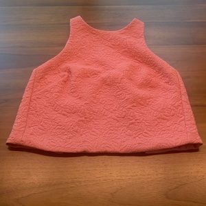 Zara open back quilted coral crop top